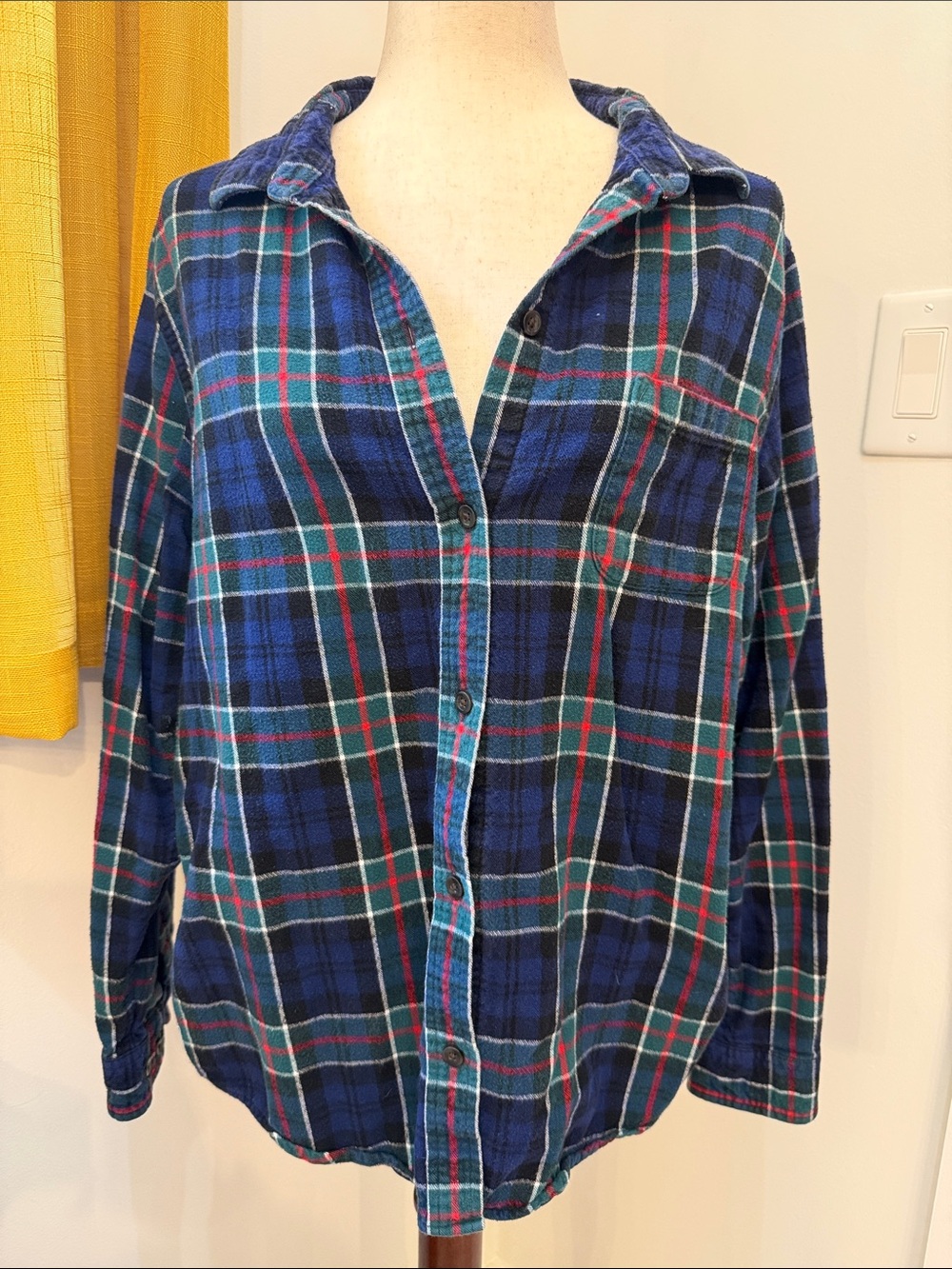 L.L. Bean Blue & Green Plaid Button-Down Shirt
